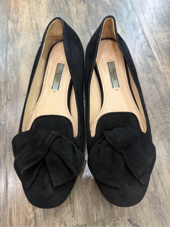 Prada Shoes - Prada Black Suede Bow Detail Flats